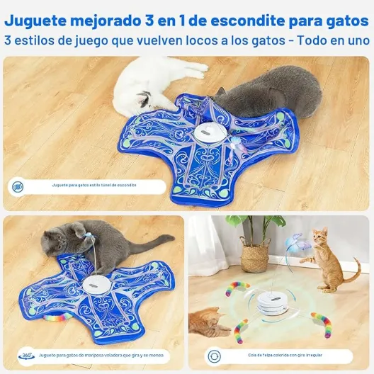 Juguete Interactivo para Gatos 3 en 1 - Centro de Juegos Recargable con Movimiento y Sonido