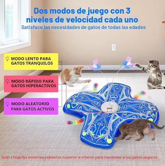 Juguete Interactivo para Gatos 3 en 1 - Centro de Juegos Recargable con Movimiento y Sonido