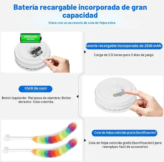 Juguete Interactivo para Gatos 3 en 1 - Centro de Juegos Recargable con Movimiento y Sonido