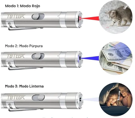 Puntero Láser LED 3 en 1 Recargable - Juguete Interactivo y Linterna Multi-patrón